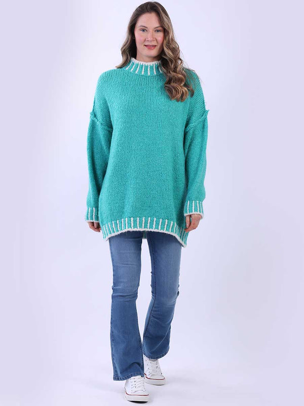 Italian Whipstitch Woolen Knit Boxy Pullover