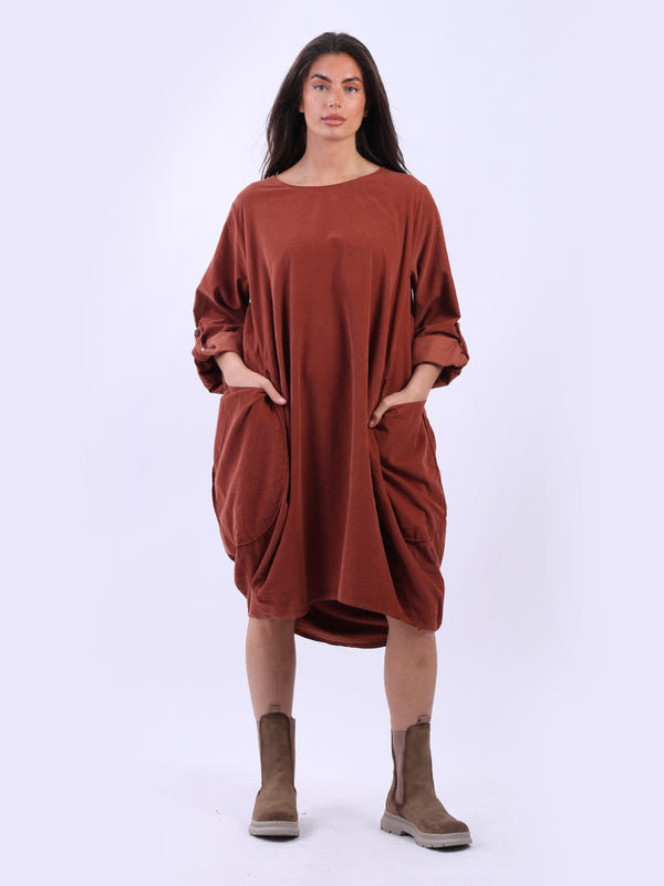 Solid Cotton Corduroy Slouchy Dress