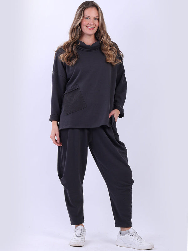 Solid Cotton Cowl Neck Baggy Top