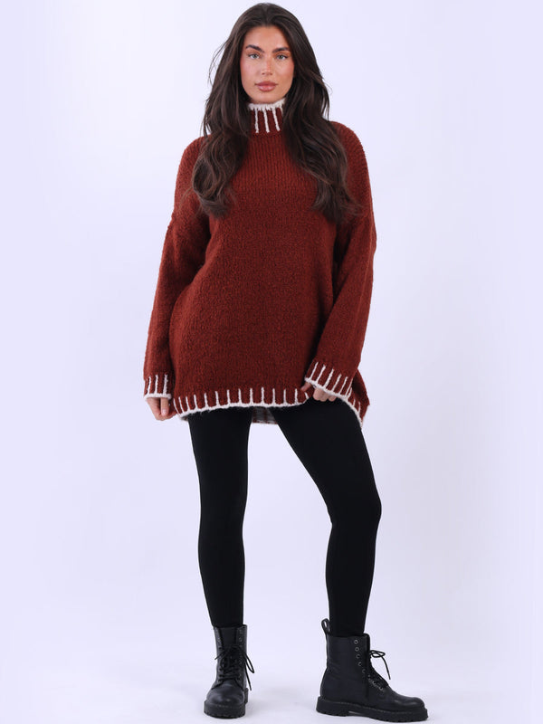 Chunky Stitch Woolen Knit Ladies Box Jumper