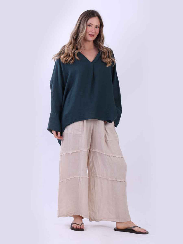 Ladies Lagenlook Batwing Linen Casual Tunic Top