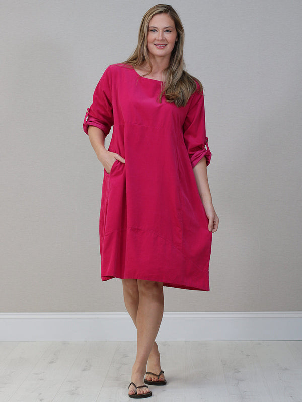 Tabbed Sleeves Winter Corduroy Dress