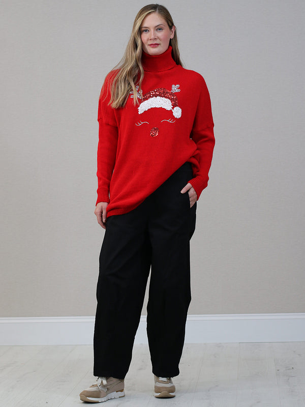 Drop Shoulder Xmas Knitted Sequin Jumper