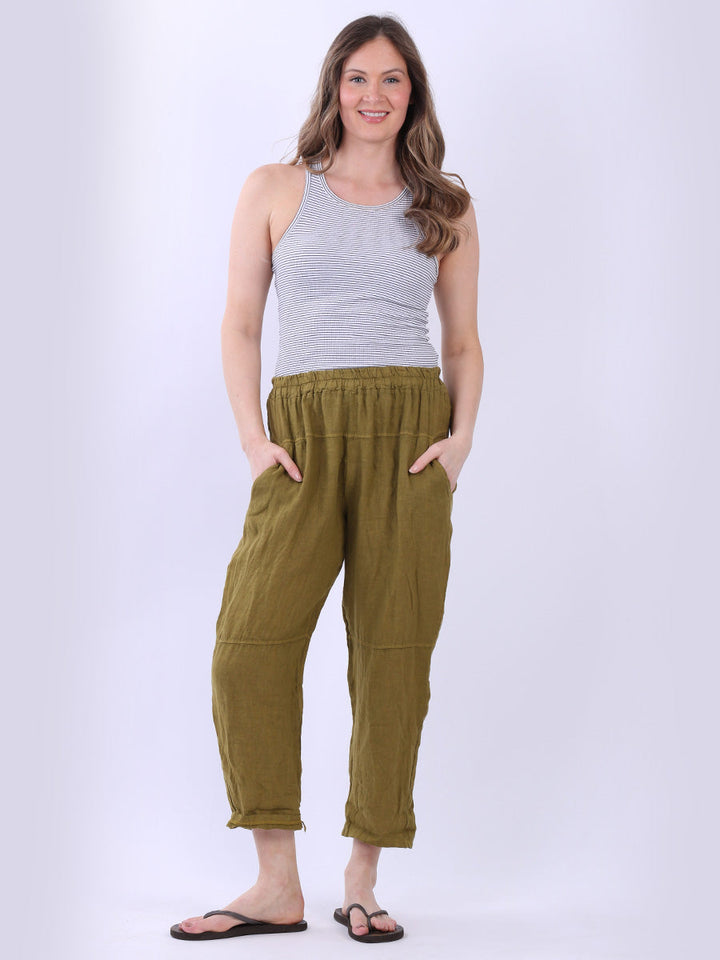 Plain Linen Trouser Olive