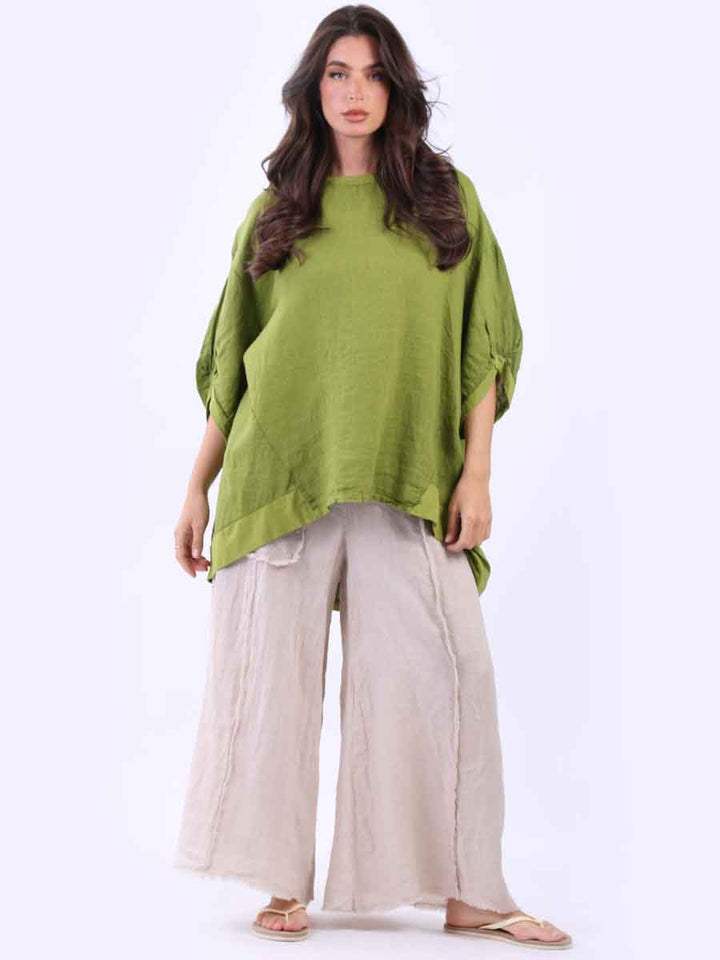 Plus Size Linen Top Olive