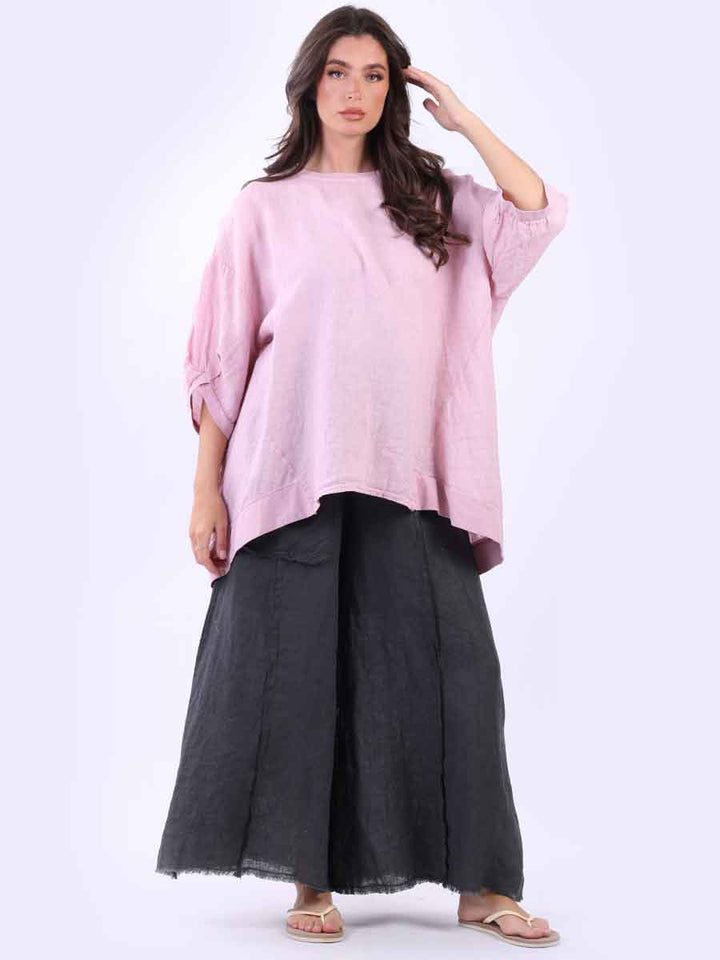 Plus Size Linen Top Pink