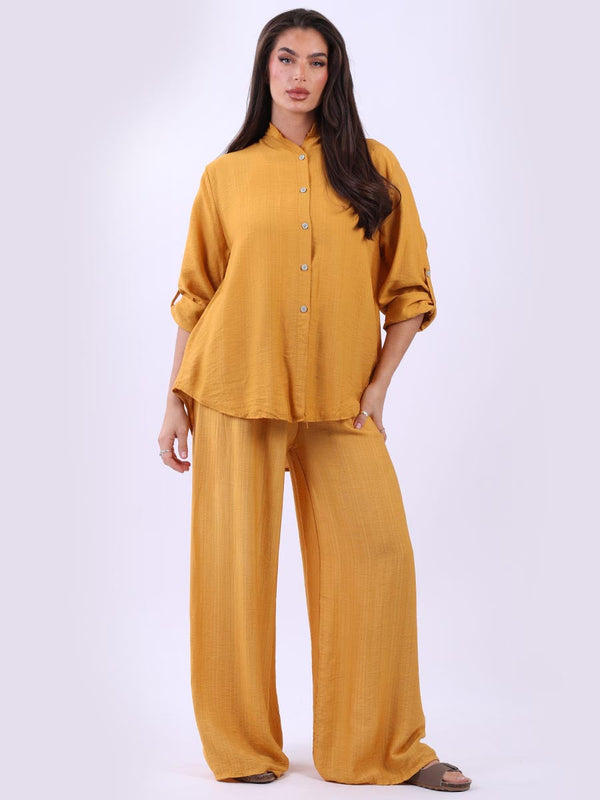 Plain Knotted Hem Button Down Women Shirt