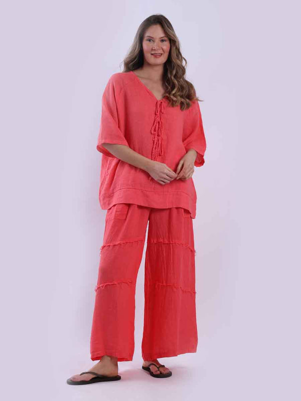 Plain Linen Lagenlook Tie Knot Tunic
