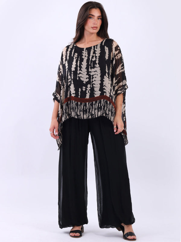 Two Layered Silk Leopard Print Batwing Tunic Top