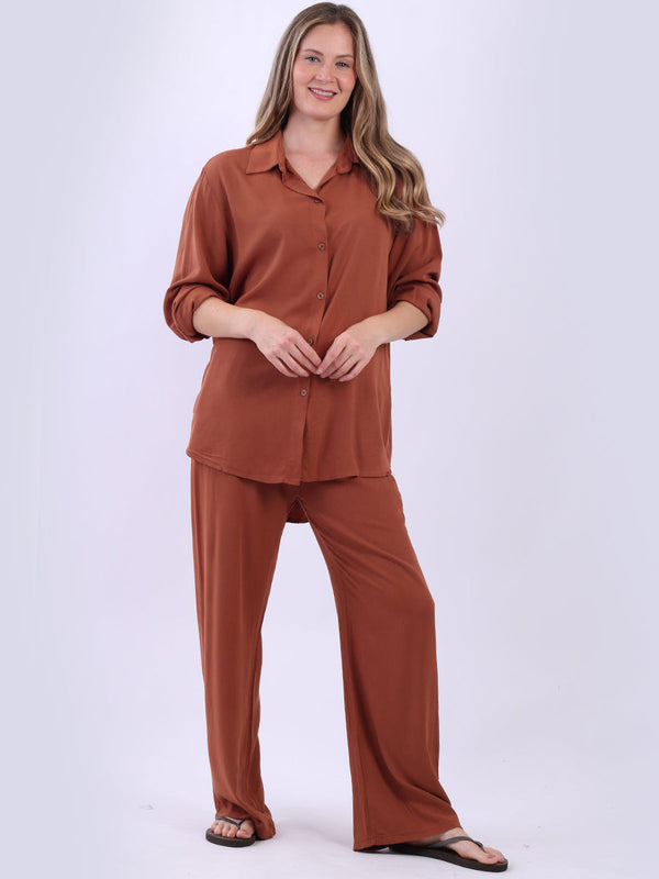 Plain Front Button Enclosure Baggy Shirt