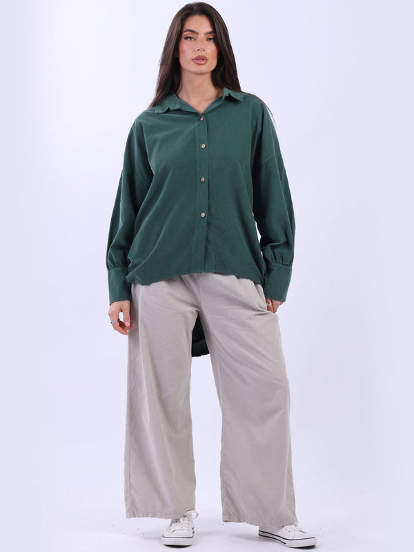 Front Buttons Cotton Corduroy Solid Shirt