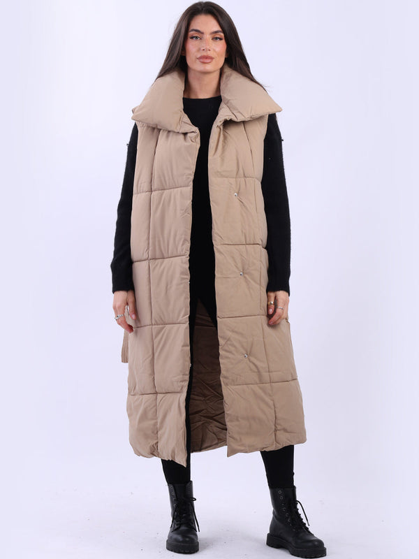 Women Oversized Sleeveless Long Puffer Jacket