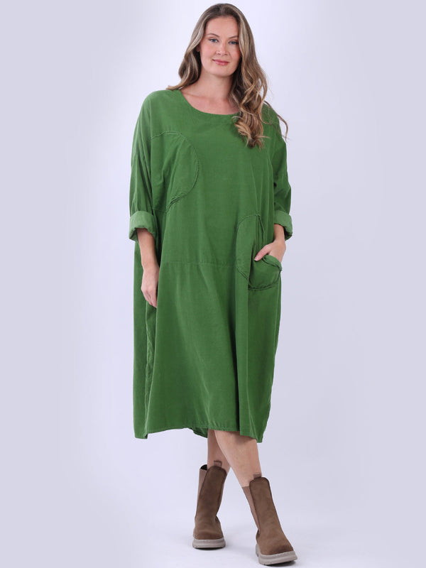 Circle Patch Cotton Lagenlook Oversized Midi Dress
