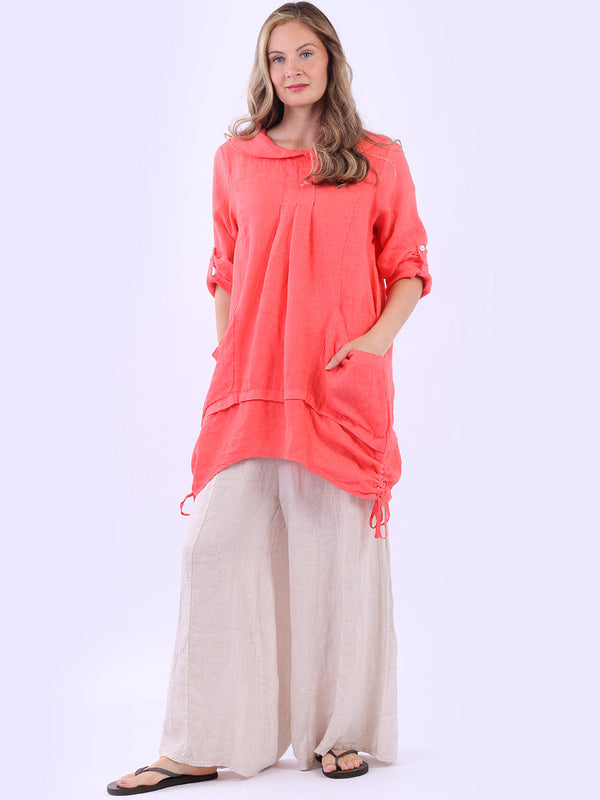 Peter Pan Collar Plain Linen Top