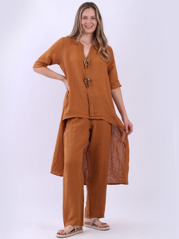Plain Linen Hi-Lo Lagenlook Oversized Dress