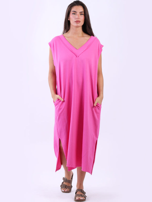 Oversized Padded Shoulder Solid Midi Dress