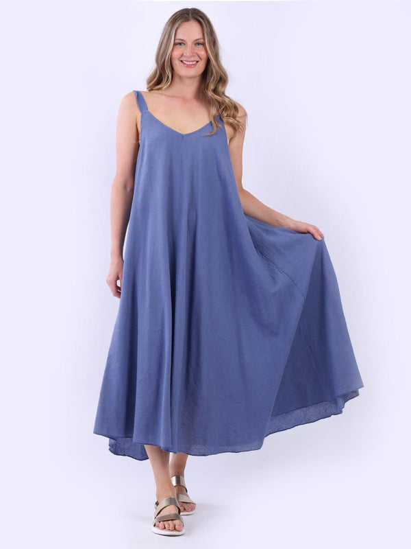 Plus Size Plain Strappy Linen Flowy Maxi