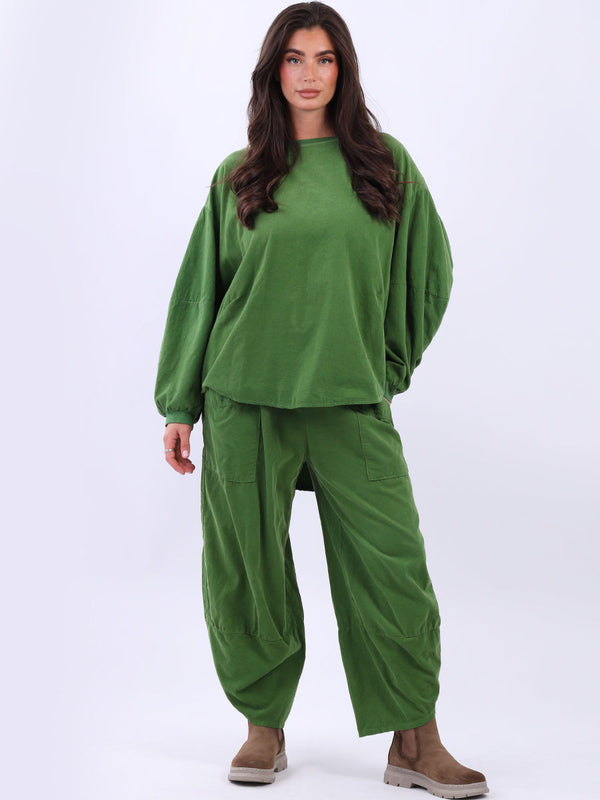 Batwing Cotton Corduroy Women Winter Top