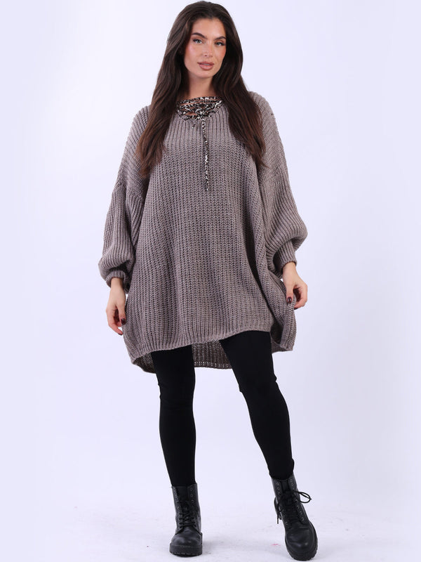 Plus Size Drawstring V-Neck Solid Knitted Jumper