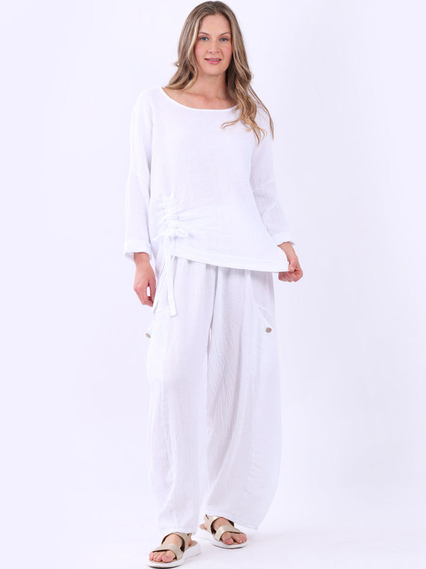 Solid Linen Vintage Wash Loose Pant