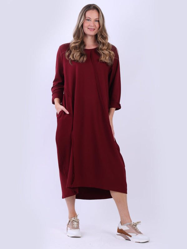 Ladies Plain Cotton Lagenlook Slouchy Dress