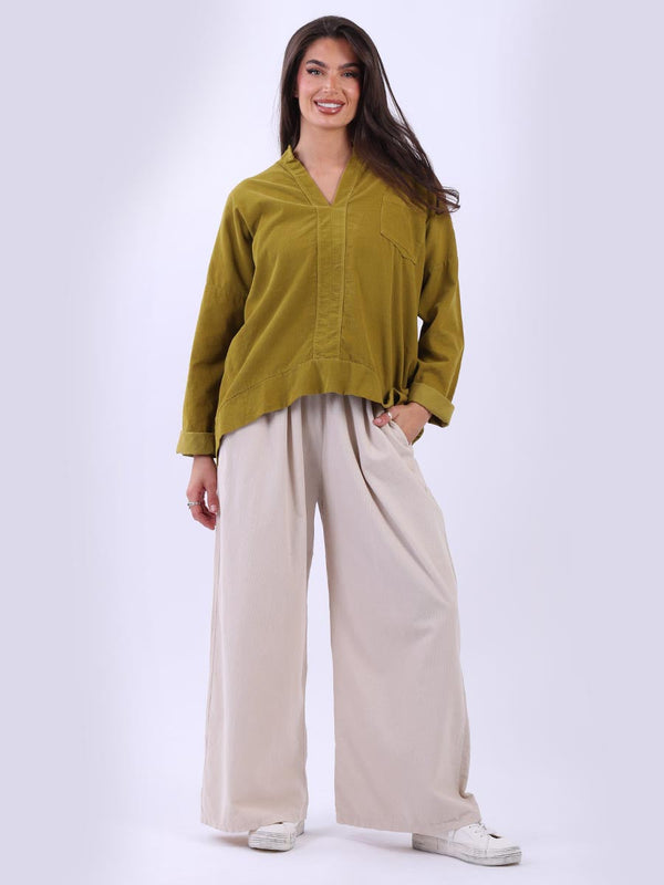 Dipped Hem Ladies Solid Cotton Blouse