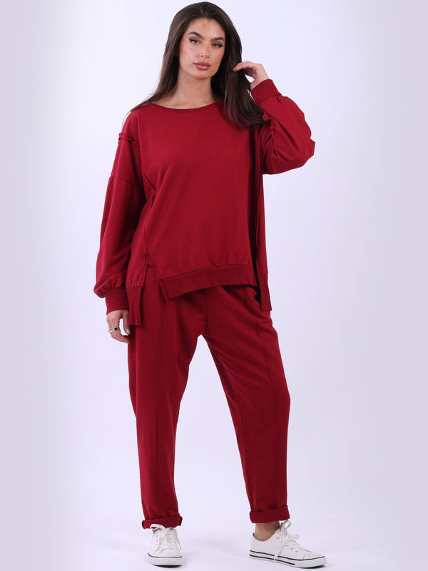 Drop Shoulder Plain Cotton Baggy Sweat Top