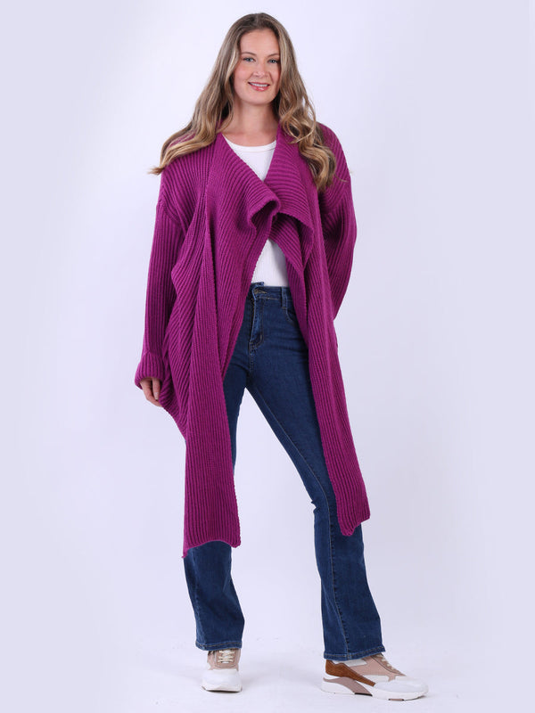 Shawl Collar Solid Knit Wrap Over Cardigan