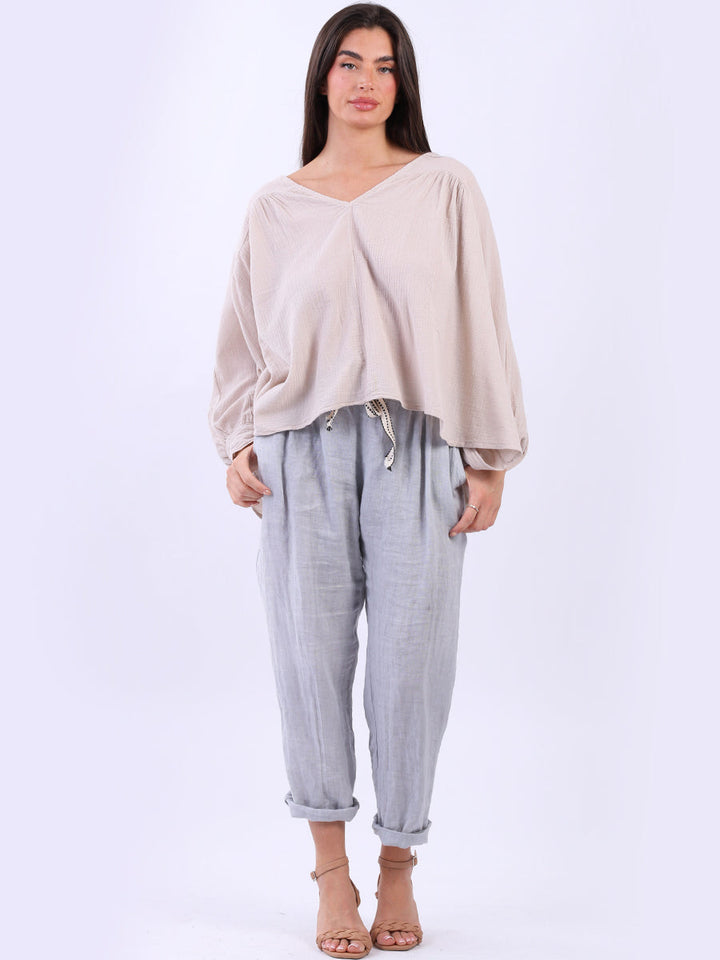 Batwing Cotton Crop Blouse