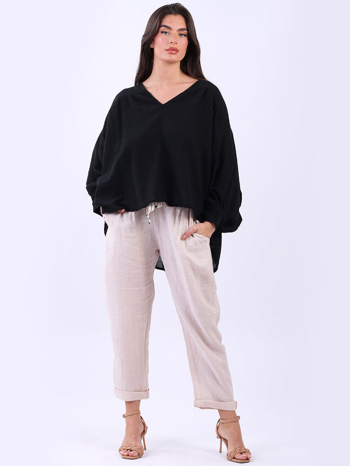 Batwing Cotton Crop Blouse