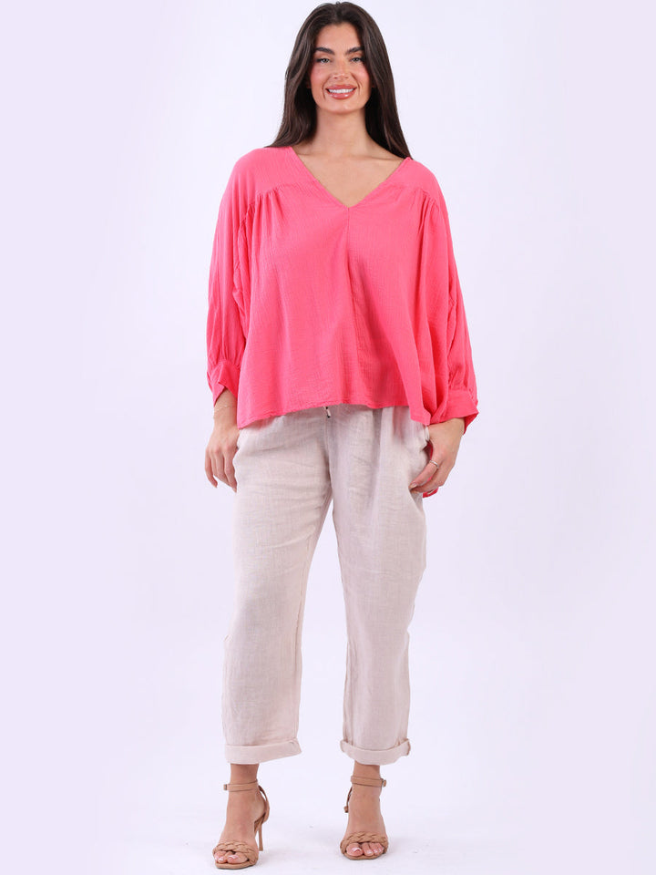 Batwing Cotton Crop Blouse