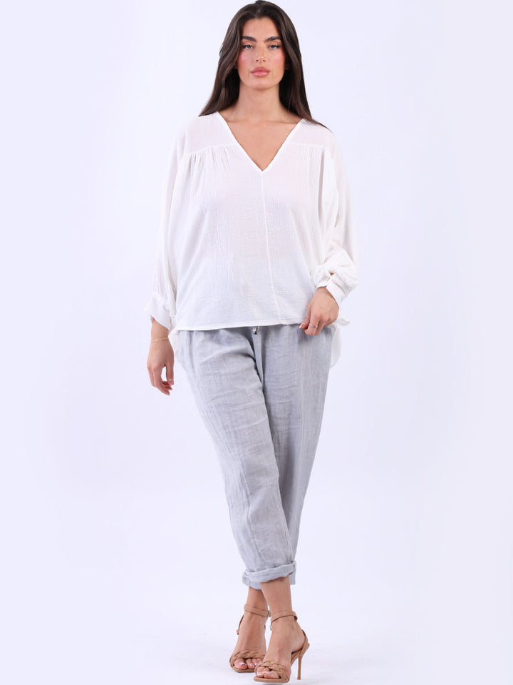 Batwing Cotton Crop Blouse
