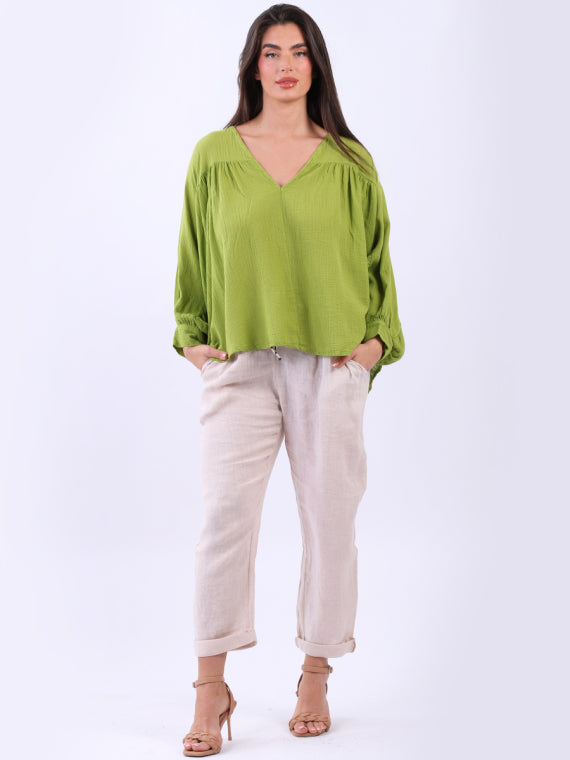 Batwing Cotton Crop Blouse