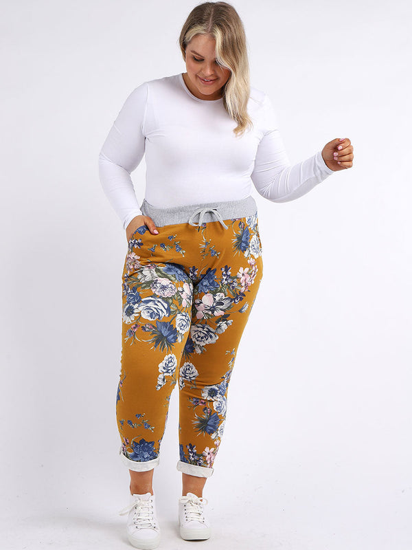 Italian Floral Print Cotton Trouser