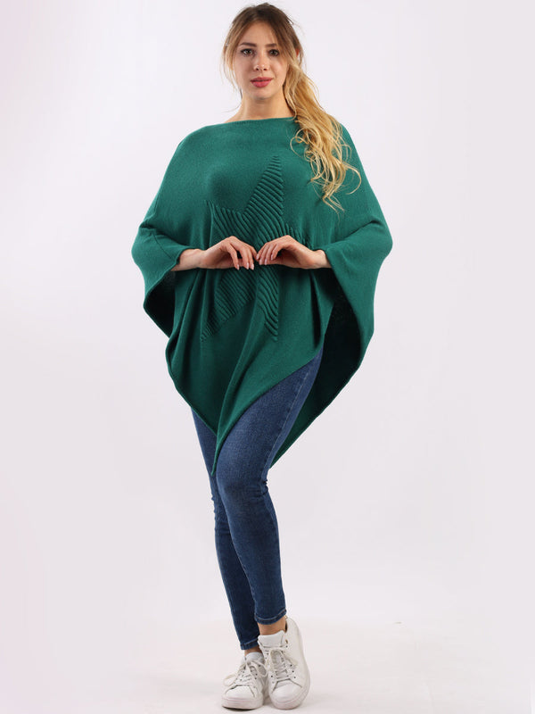 Italian Knitted Lagenlook Star Poncho
