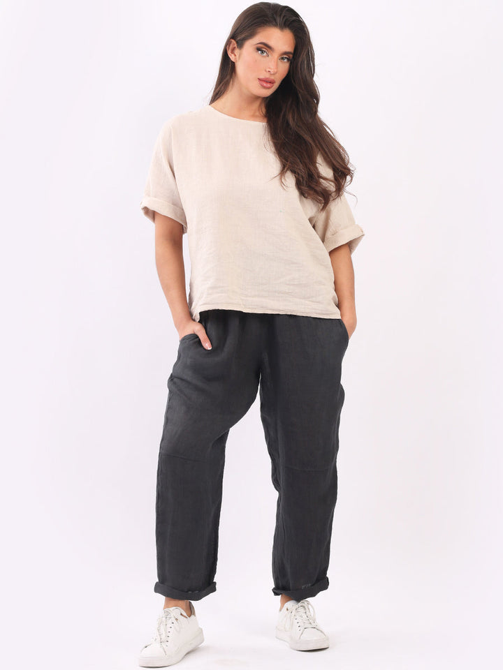 Plain Linen Trouser Charcoal