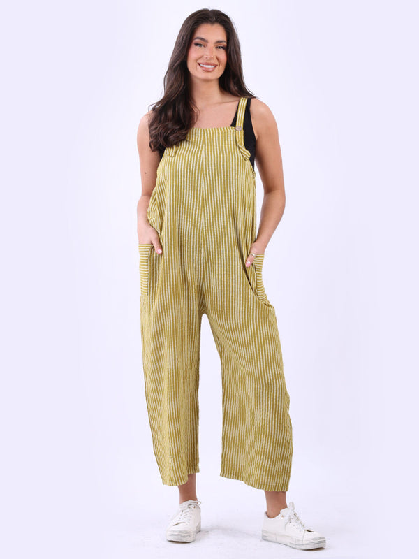 Ladies Stripy Print Cotton Pabo Jumpsuit