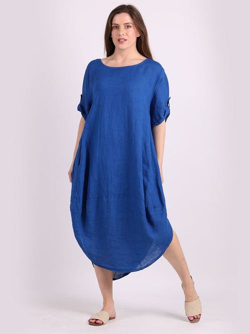 knee length dresses for ladies 0039 Italy Mila Linen Dress-Light Blue main image 0