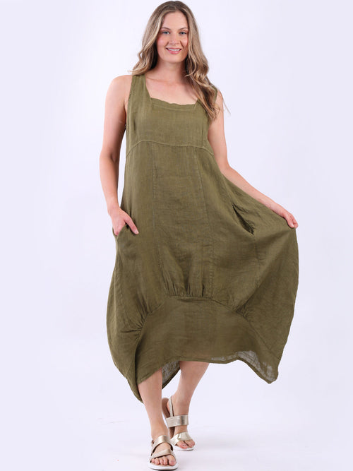 linen resort dress Nora Linen Kaftan Dress - Nehru Collar Beach & Resort Dress main image 0