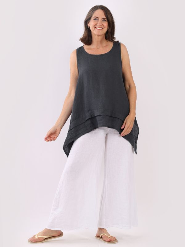 Plain Linen Sleeveless Summer Tunic Top