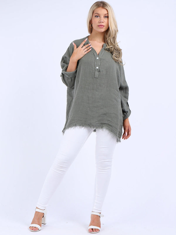 Women Oversized Solid Lagenlook Top