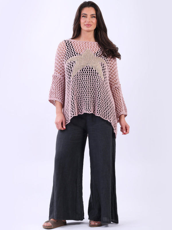Crochet Mesh Net Star Knit Top