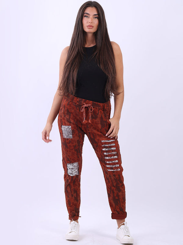 Camouflage Ripped Sequin Magic Pant