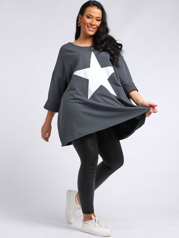 Italian Star Print Plus Size Top