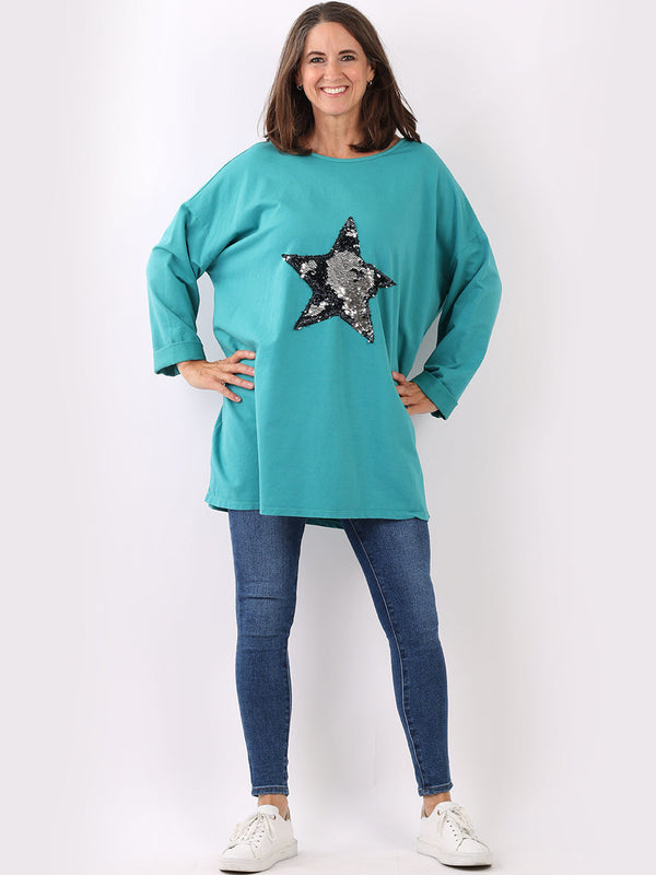 Plus Size Star Sequin Top