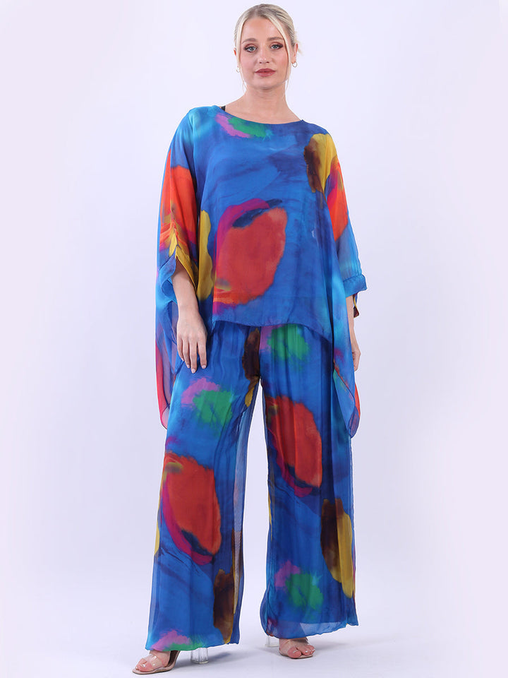 Tie Dye Batwing Silk Tunic Top 