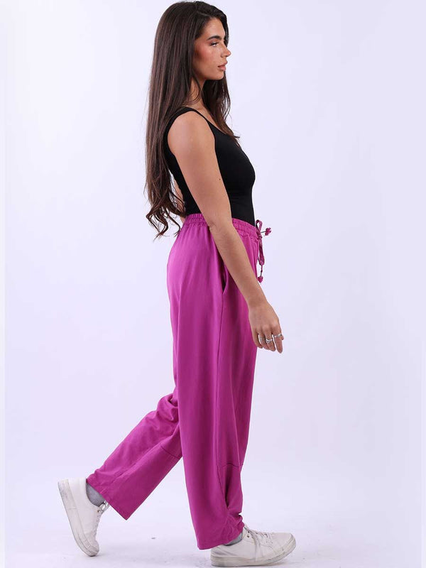 Italian Solid Slouchy Cotton Trouser