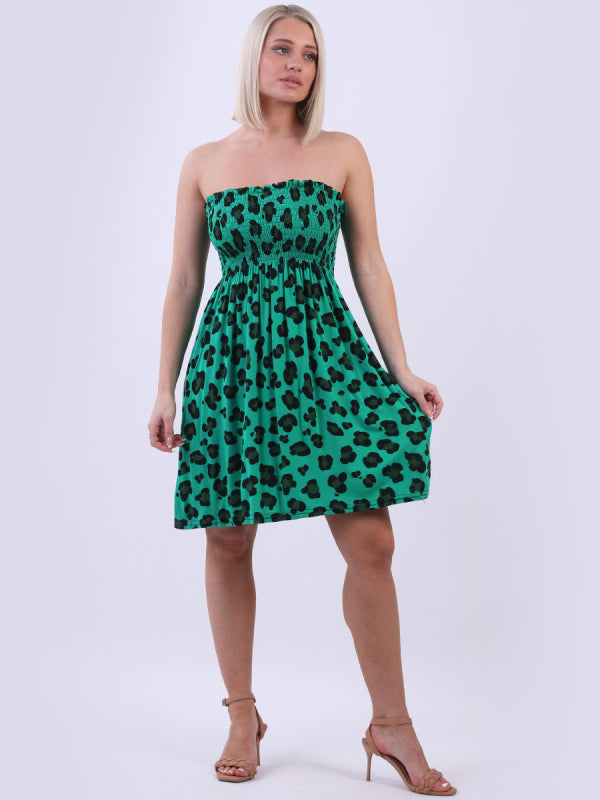 Animal Print Smocked Mini Tube Dress