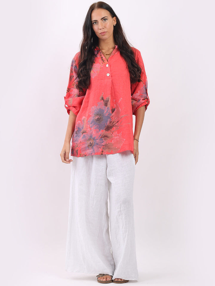 Linen Lagenlook Floral Top