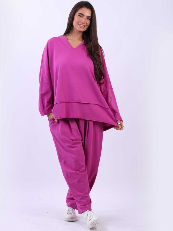 Ladies Baggy Raw Edges Solid Cotton Tunic